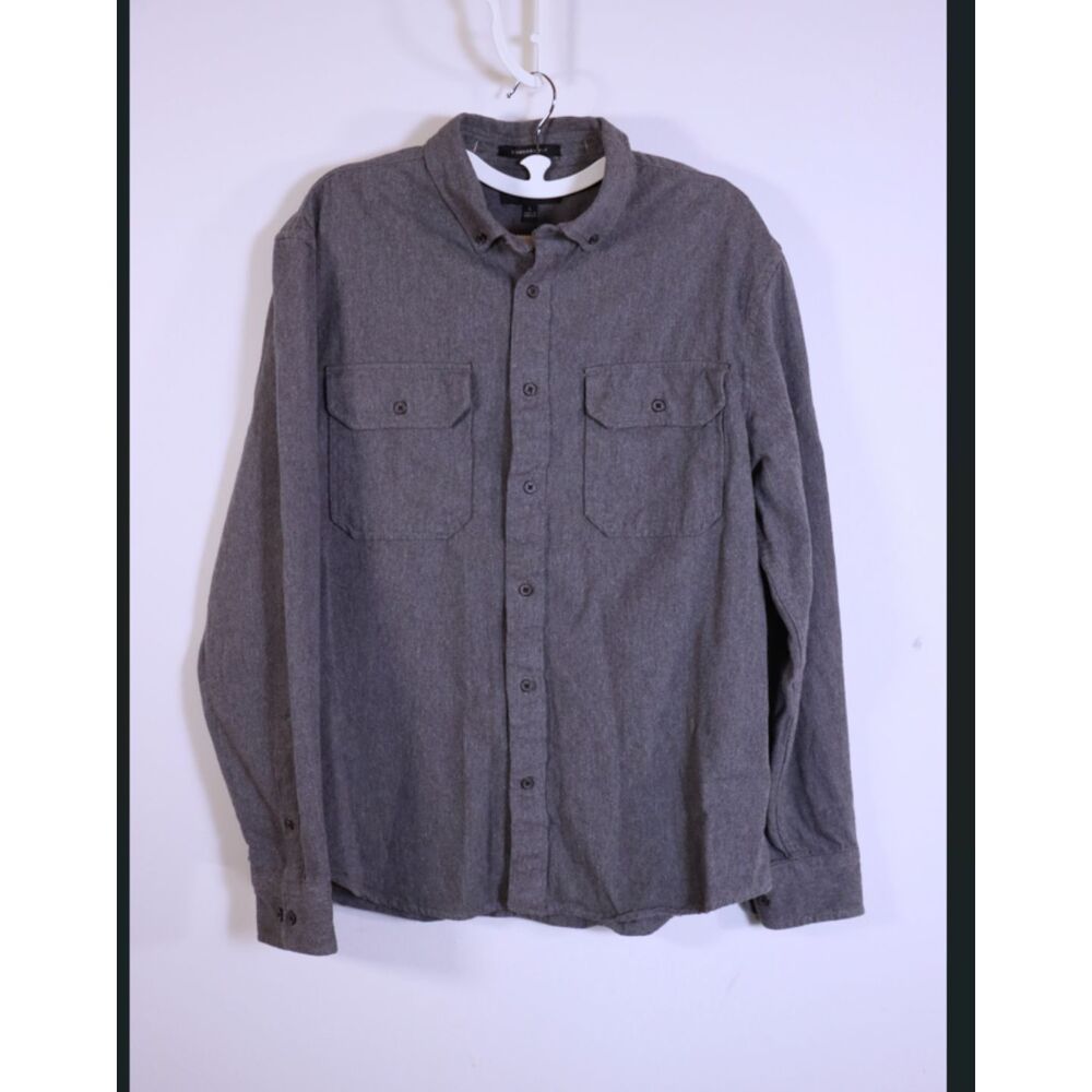 Banana Republic Gray Mens Button Down Shirt Size Large Cotton Long Sleeve